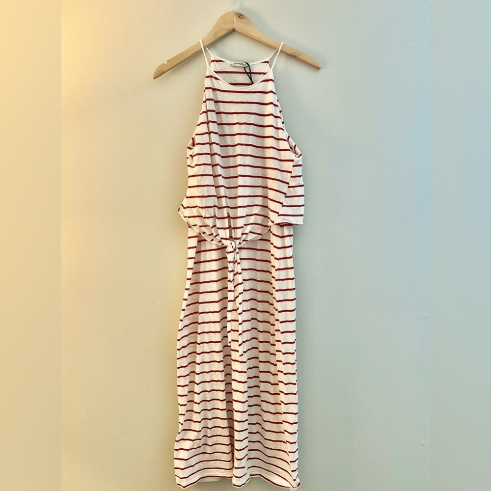 Zara Trafaluc Red and White Stripped Maxi Dress